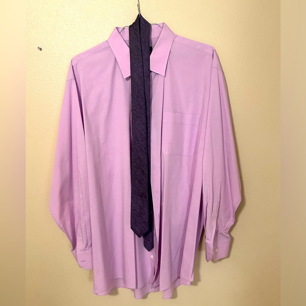 DAMON mauve / lavender button dress shirt w/ matching tie